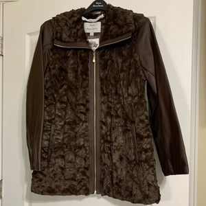 DENNIS BASSO FAUX LEATHER AND FAUX FUR JACKET/VEST